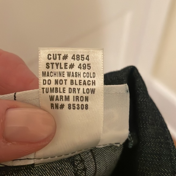 Fibers by Barbara Lesser Flat Front Straight Leg jean in dark wash. Size 10. EUC - Picture 5 of 6